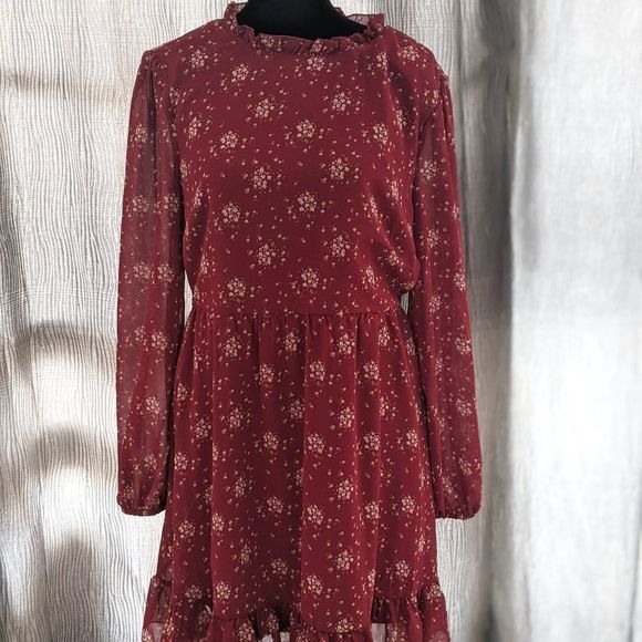 Hesperus Burgundy Floral Dress - NEW - Size Large - Picture 6 of 7